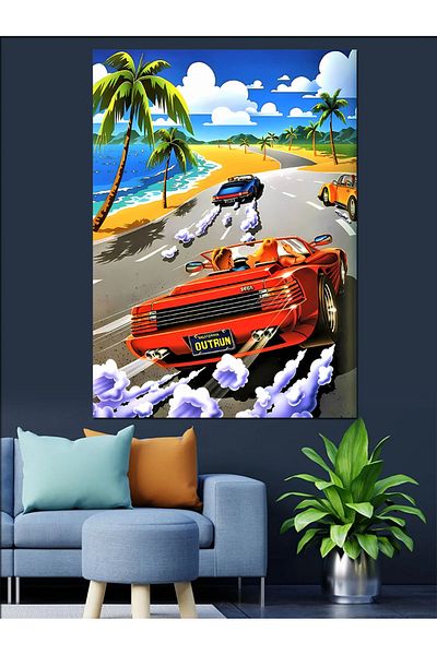 Tablomega Pânză decorativă Out Run Car Racing - Lemn MDF