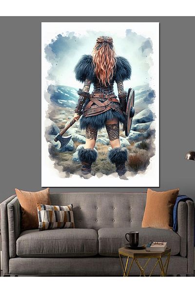 Tablomega Pânză decorativă Warrior Viking Woman - Lemn MDF