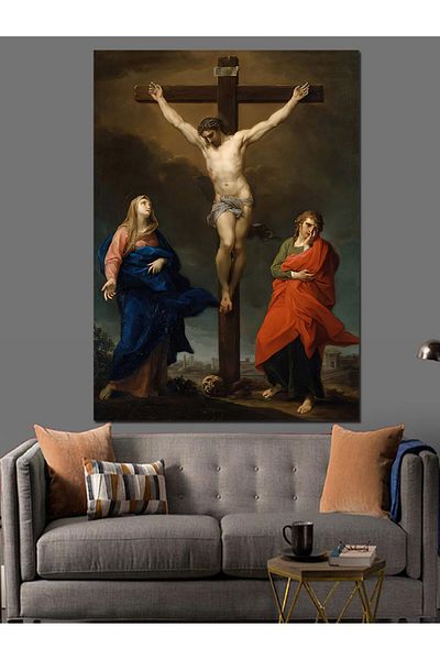 Tablomega Isus și Fecioara Maria pe Trunchi Pânză Decorativă - Lemn MDF