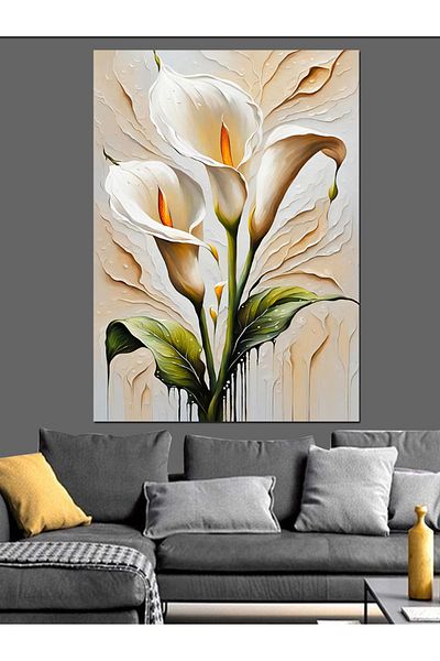Tablomega Lalele albe Pânză decorativă - Lemn MDF