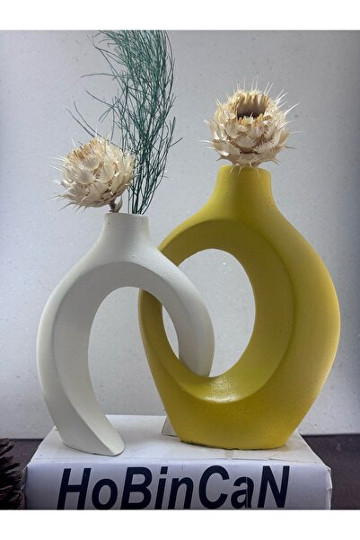 BLANJ Yellow Cream Dear Vase Set of 2
