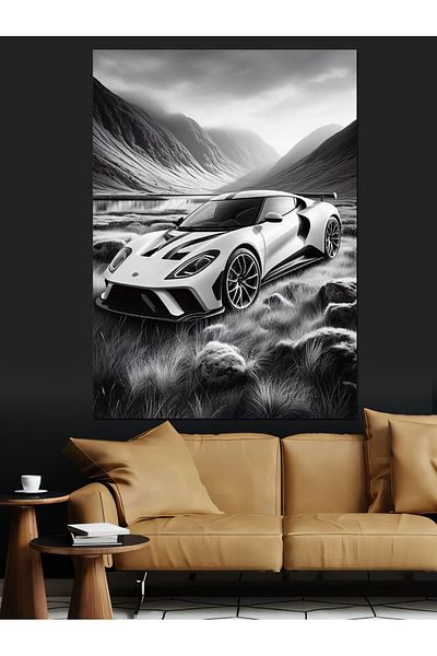 Tablomega Pânză decorativă pentru mașină sport pe teren - pictură din lemn MDF
