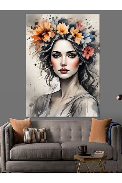Tablomega Pânză decorativă pentru femei dintr-o coroană dintr-o floare - MDF Lemn
