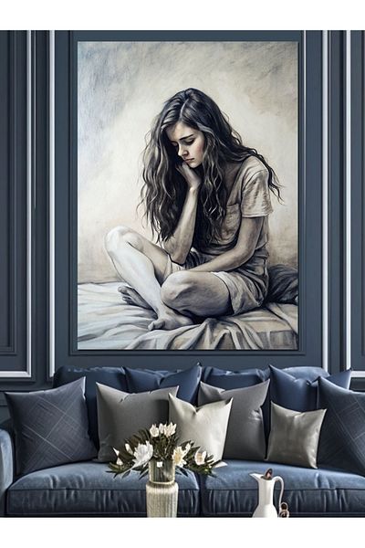 Tablomega Pânză decorativă pentru femei Thinking - Lemn MDF