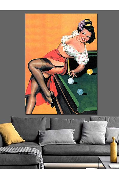 Tablomega Pin Up Girl Joacă Biliard Pânză Decorativă - Lemn MDF