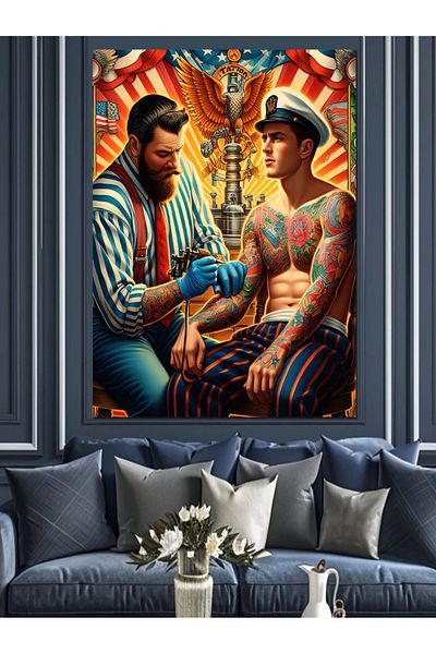Tablomega Pânză decorativă Tattooing Sailor - MDF Lemn