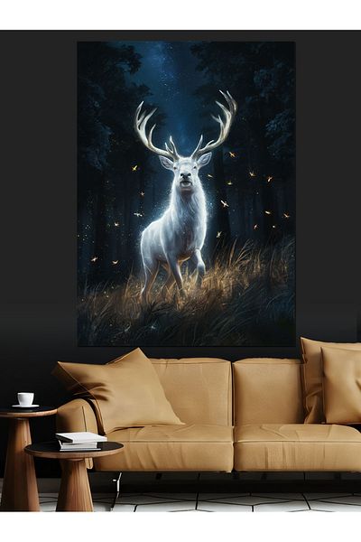 Tablomega Pânză Decorativă White Deer Forest - Lemn MDF