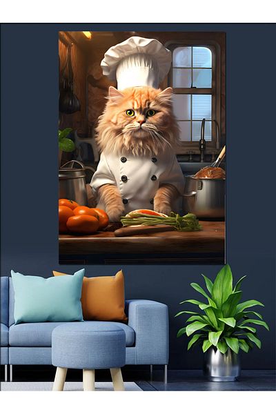 Tablomega Pânză decorativă Cook Cat - Lemn MDF