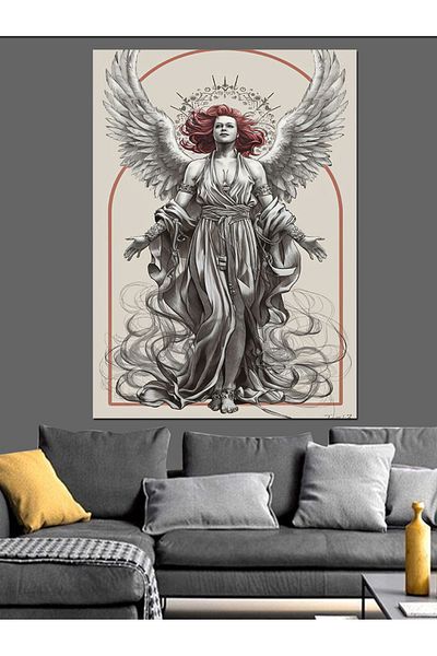 Tablomega Pânză decorativă pentru femei cu aripi albe - Lemn MDF