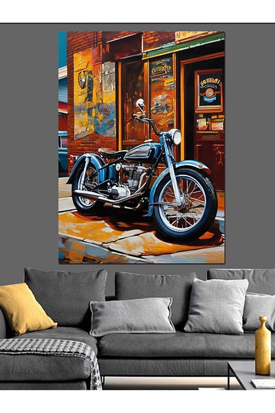 Tablomega Pânză Decorativă Motocicletă Retro - Lemn MDF