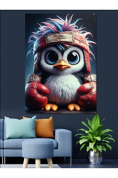 Tablomega Pânză decorativă Boxer Pinguin - Lemn MDF