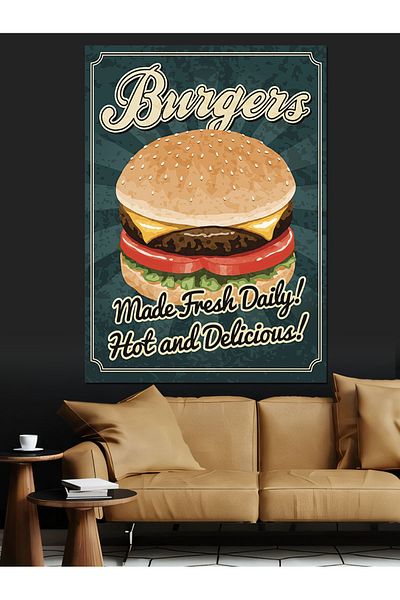 Tablomega Pânză decorativă cu tematică hamburger - Lemn MDF