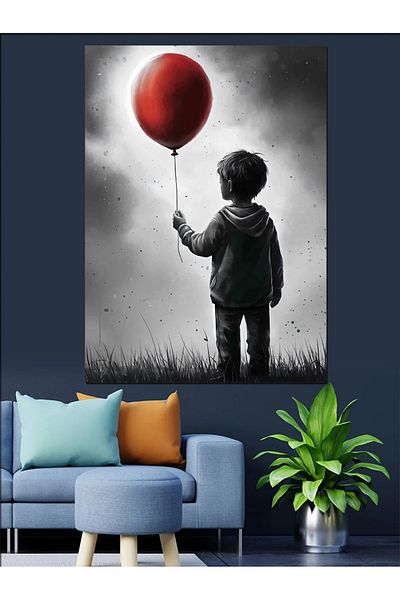 Tablomega Balon Roșu și Pânză Decorativă pentru Copii - Lemn MDF