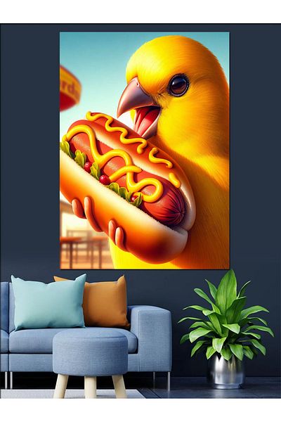 Tablomega Hotdog Niece Canary Canvas Decorativ - MDF Lemn