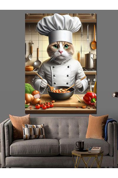 Tablomega Pânză decorativă Cook Cat - Lemn MDF