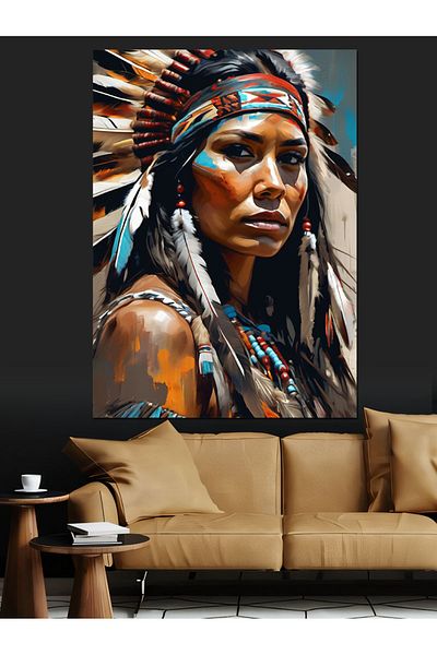 Tablomega Pânză Decorativă Femeie Indiană - Lemn MDF