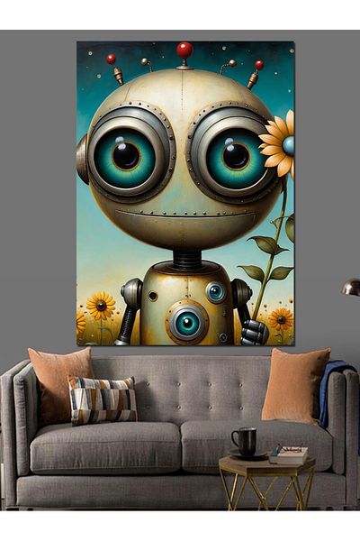 Tablomega Pânză decorativă robot drăguț - MDF Lemn