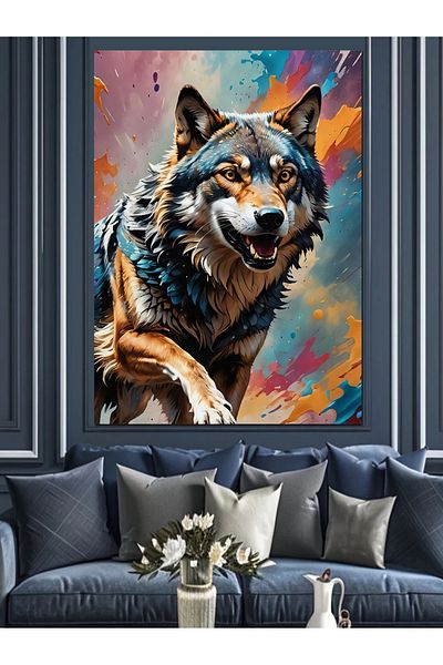 Tablomega Fundal colorat Câine răzbunat Pânză decorativă - Lemn MDF