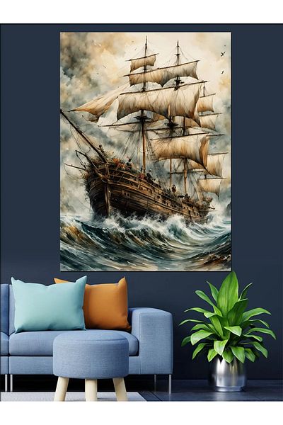 Tablomega Pânză decorativă pentru navă cu vele - Lemn MDF