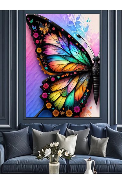 Tablomega Pânză decorativă Fluture cu Aripă Colorată - Lemn MDF