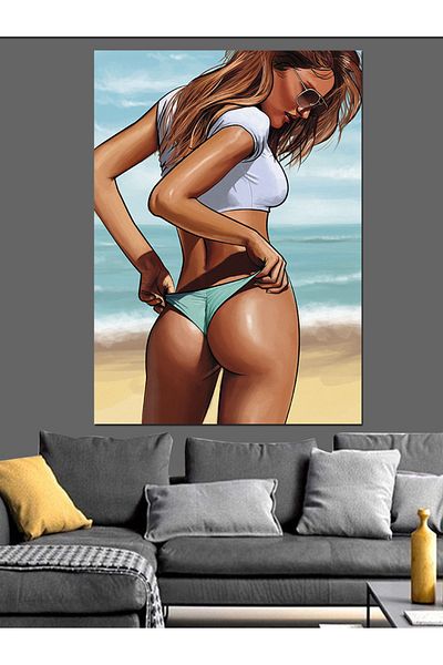 Tablomega Pânză Decorativă Fată în Bikini Gta - Lemn MDF