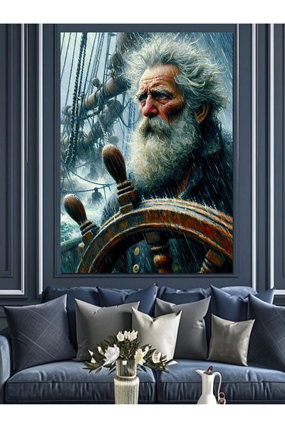 Tablomega Omul care conduce o barcă într-o furtună Pânză decorativă - Lemn MDF