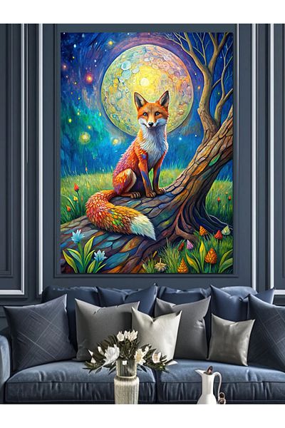 Tablomega Pânză Decorativă Vulpe și Copac - Lemn MDF