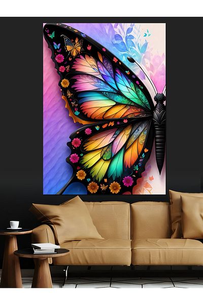 Tablomega Pânză decorativă Fluture cu Aripă Colorată - Lemn MDF