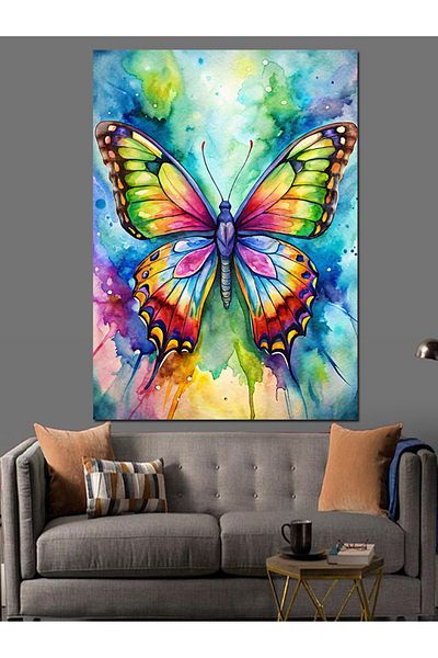 Tablomega Pânză decorativă Fluture Colorat - Lemn MDF