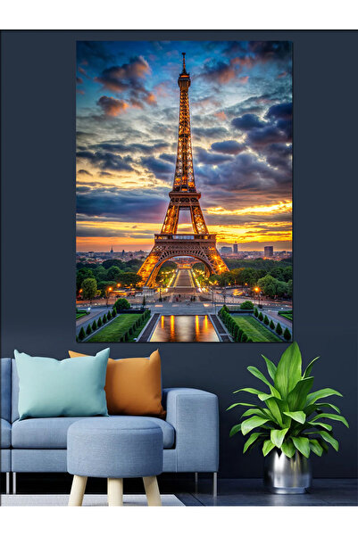 KanvasSepeti Turnul Eiffel Paris Pictură decorativă în ulei Texturată Pânză de înaltă calitate Pictură pe pânză 140 x 70 cm