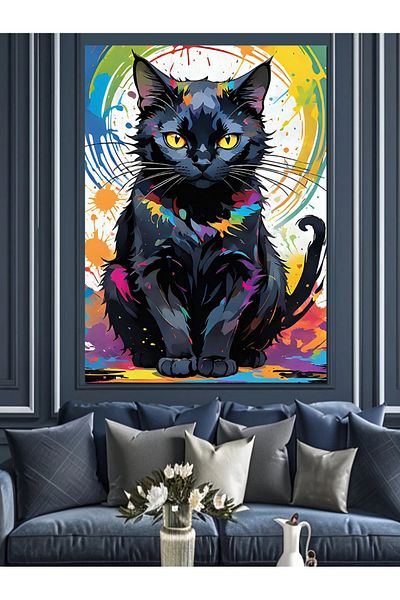 Tablomega Pânză decorativă Mystic Black Cat - Lemn MDF