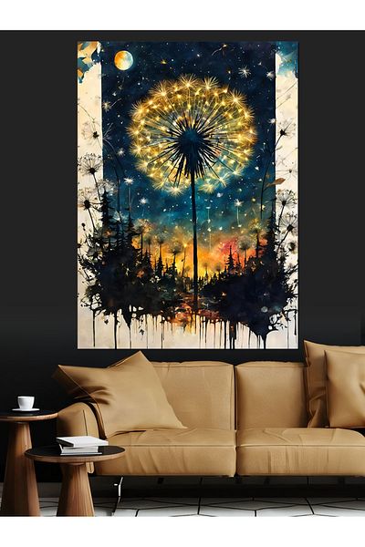 Tablomega Pânză decorativă cu pene de diavol și fundal abstract - pictură din lemn MDF