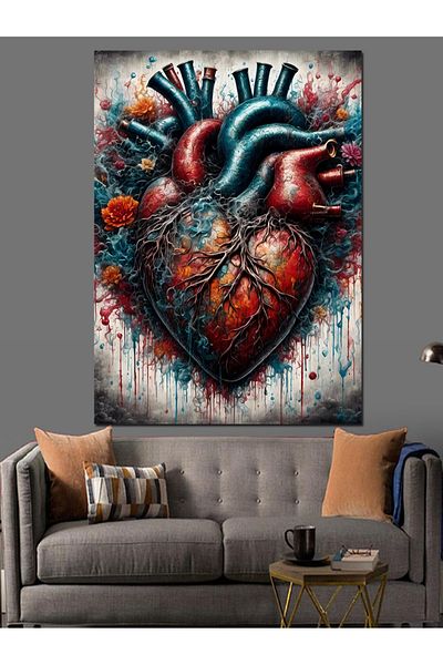 Tablomega Pânză decorativă inimă umană abstractă - pictură din lemn MDF