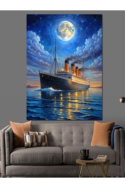 Tablomega Pânză decorativă Full Moon și Titanic - Lemn MDF