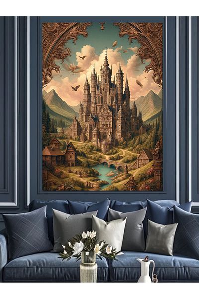 Tablomega Pânză Decorativă Retro Castel - Lemn MDF
