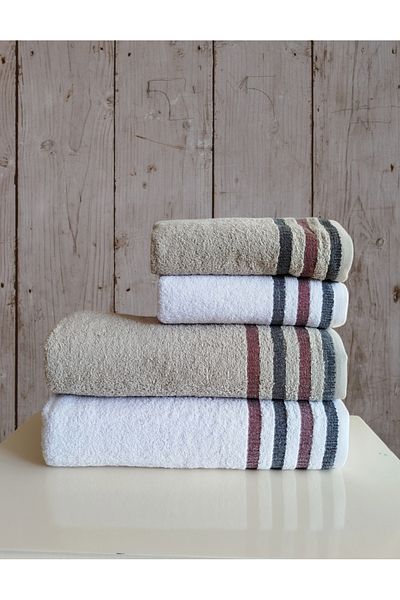 begenal home 100% Cotton 2 Pieces 100X150 cm Bath Towels and 2 Pieces 50X90 cm Hand Face Towels