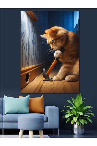 Tablomega Mouse Hunter Cat Διακοσμητικός Καμβάς - Ξύλινος Πίνακας MDF
