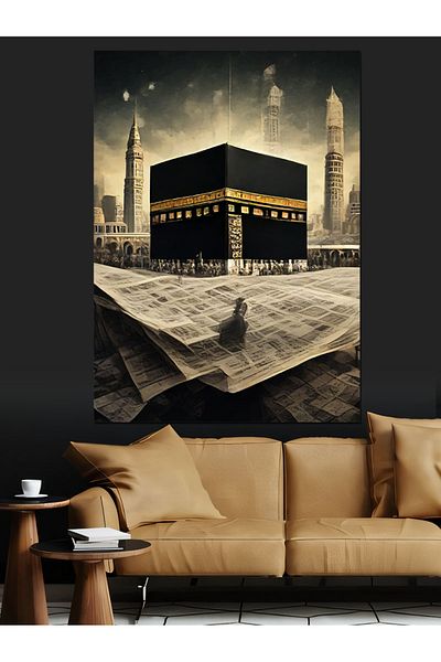 Tablomega Pânză decorativă Fundalul Ziarului Kaaba - Lemn MDF