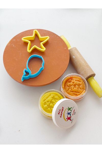 Cool Cold Natural Play Dough - 5 Pcs Different Color 125Gr Playing Board and Roller