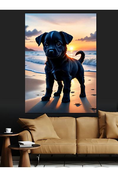 Tablomega Pânză decorativă Black Puppy Dog - Lemn MDF