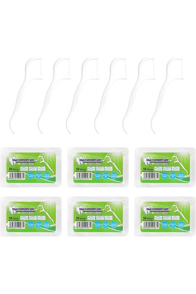 COOYA Disposable Dental Floss, 6 Boxes 300pcs Teeth Flossers Picks Deep Cleaning Teeth Stick for Travel