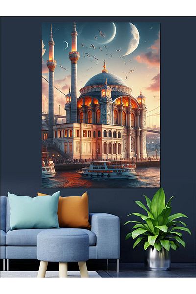 Tablomega Moscheea Ortaköy din Istanbul Pânză Decorativă - Lemn MDF Pictură