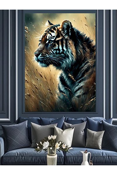 Tablomega Pânză decorativă Angry Tiger - Lemn MDF