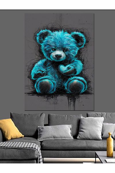 Tablomega Pânză decorativă Blue Teddy Bear - Lemn MDF