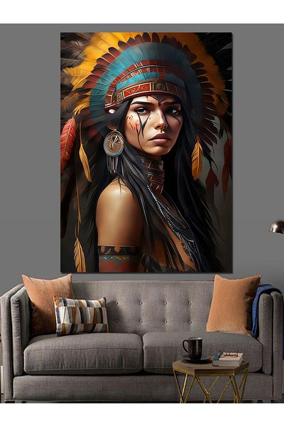 Tablomega Pânză decorativă Indian Girl - Lemn MDF
