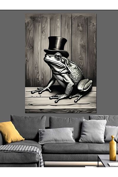 Tablomega Pânză Decorativă Broască Pălării - Lemn MDF