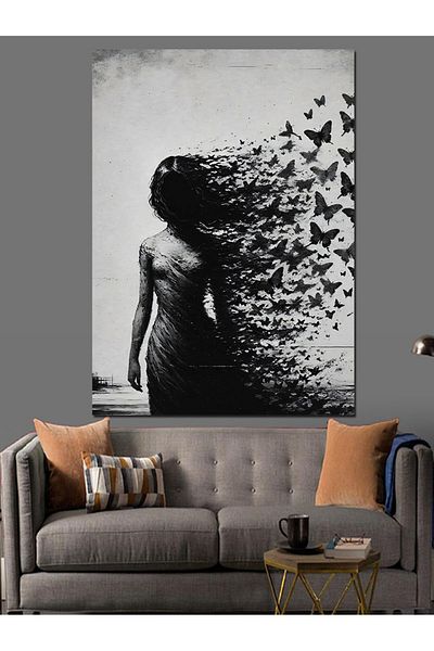 Tablomega Fluturi abstracti si panza decorativa pentru femei - Tabla din lemn MDF