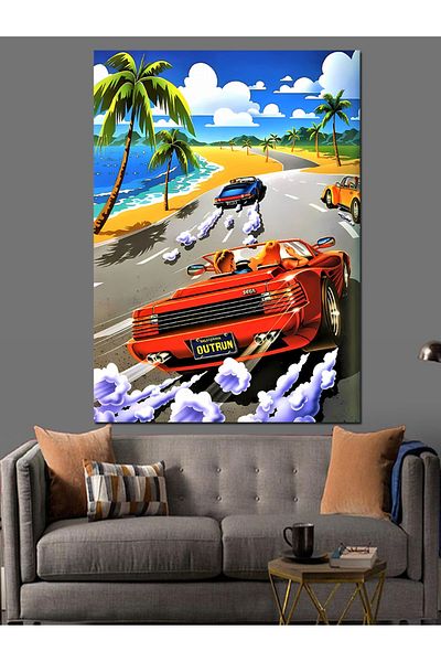 Tablomega Pânză decorativă Out Run Car Racing - Lemn MDF