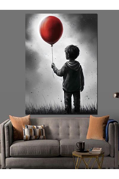 Tablomega Balon Roșu și Pânză Decorativă pentru Copii - Lemn MDF