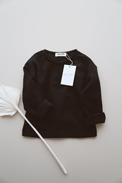 Pure Lille Müslin Siyah Çocuk Gömlek